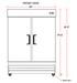 Coldline C-2RE 54" Double Solid Door Reach-In Refrigerator - Top Restaurant Supplies