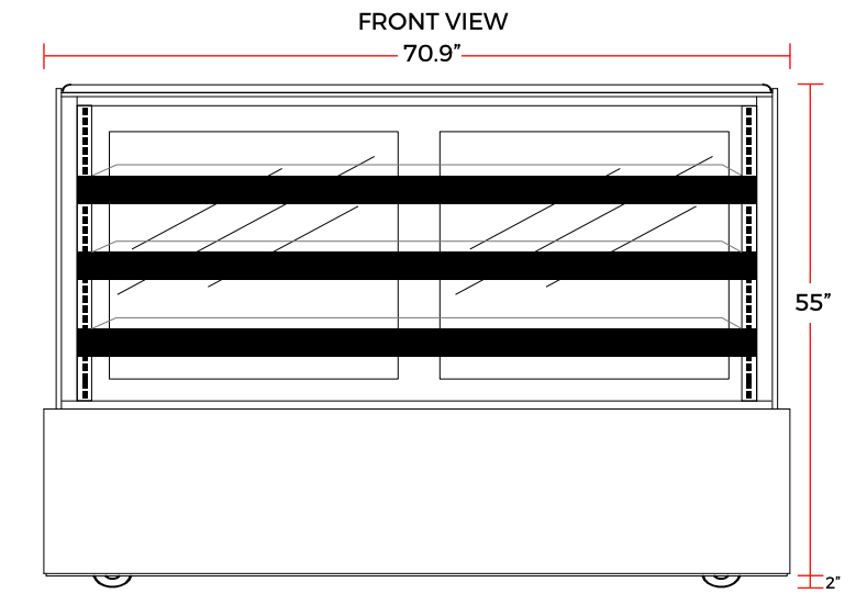 Coldline CD70 71" Refrigerated Bakery Display Case - Top Restaurant Supplies