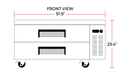 Coldline CB52 52" 2 Drawer Stainless Steel Refrigerated Chef Base - Top Restaurant Supplies