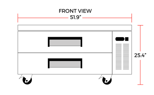 Coldline CB52 52" 2 Drawer Stainless Steel Refrigerated Chef Base - Top Restaurant Supplies