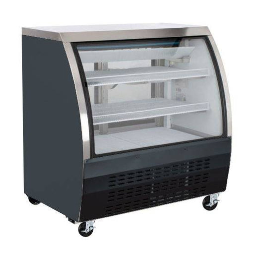 Coldline DC36-B 36" Black Refrigerated Curved Glass Deli Meat Display Case - Top Restaurant Supplies