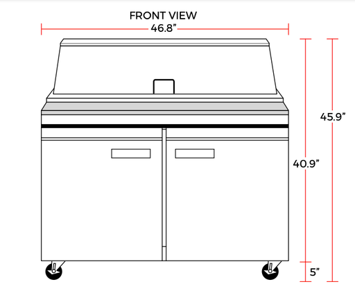 Coldline SMP48 48" Two Door Mega Top Bain Marie Sandwich Prep Refrigerator, 18 Pans - Top Restaurant Supplies