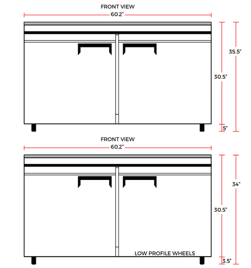 Coldline UC-60F 60" Undercounter Work Top Freezer, 15 Cu. Ft. - Top Restaurant Supplies