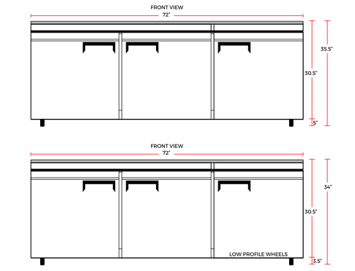 Coldline UC-72R 72" Undercounter Work Top Refrigerator, 15.5 Cu. Ft. - Top Restaurant Supplies