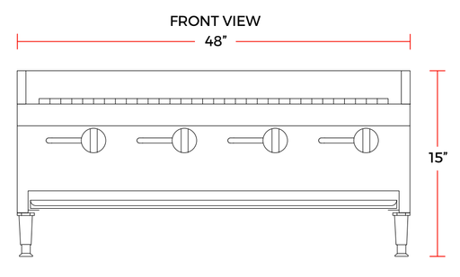 Cookline CCB-48 48" Gas Countertop Radiant Charbroiler - Top Restaurant Supplies