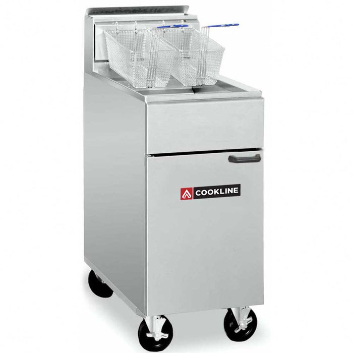 Cookline CF-40-LP 16" Liquid Propane Tube Standing 40 lb. Commercial Deep Fryer, (90,000 BTU) - Top Restaurant Supplies