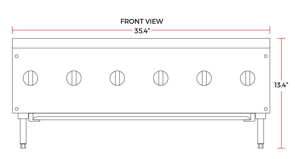Cookline CHP-36-6 36" Gas Six Burner Commercial Countertop Hot Plate, 150,000 BTU - Top Restaurant Supplies