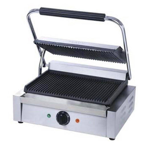 Cookline PG-1 22" Dual Commercial Panini / Sandwich Press, Grooved Surface, 14" x 10" Cooking Surface, 120v - Top Restaurant Supplies