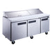 Dukers DSP72-18-S3 3-Door Commercial Food Prep Table Refrigerator in Stainless Steel - TOP RESTAURANT SUPPLIES