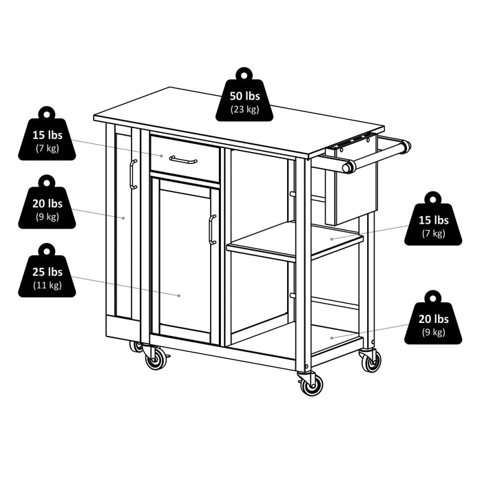 Carrito de cocina utilitario Douglas; natural