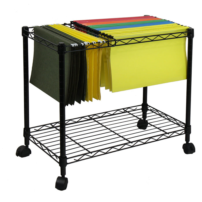 Carrito para archivos portátil con ruedas de metal de un nivel Oceanstar, color negro