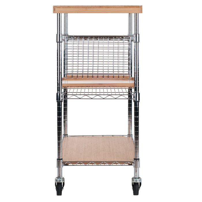 Carrito de cocina utilitario Madera; bambú y cromo