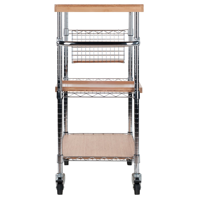 Carrito de cocina utilitario Madera; bambú y cromo