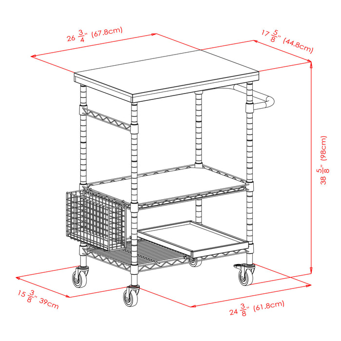 Carrito de cocina utilitario Madera; bambú y cromo