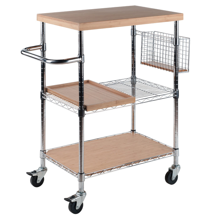 Carrito de cocina utilitario Madera; bambú y cromo