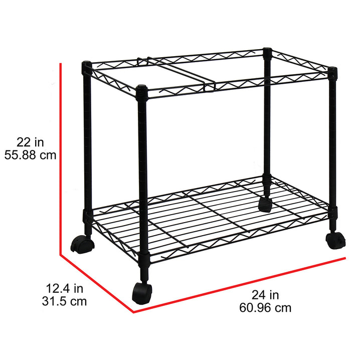 Carrito para archivos portátil con ruedas de metal de un nivel Oceanstar, color negro