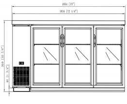 Dukers DBB72-H3 3 Door Bar and Beverage Cooler (Hinge Doors), 73" Wide - Top Restaurant Supplies