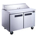 Dukers DSP48-12-S2 2-Door Commercial Food Prep Table Refrigerator in Stainless Steel, 48.125" Wide - Top Restaurant Supplies