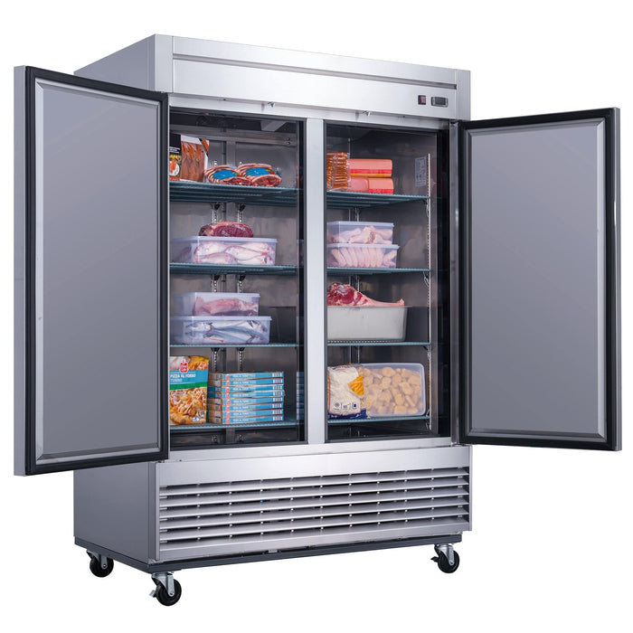 Dukers D55F 2-Door Commercial Freezer in Stainless Steel, 55.125" Wide - Top Restaurant Supplies