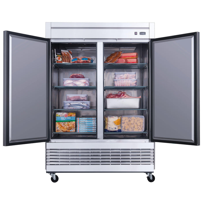 Dukers D55F 2-Door Commercial Freezer in Stainless Steel, 55.125" Wide - Top Restaurant Supplies