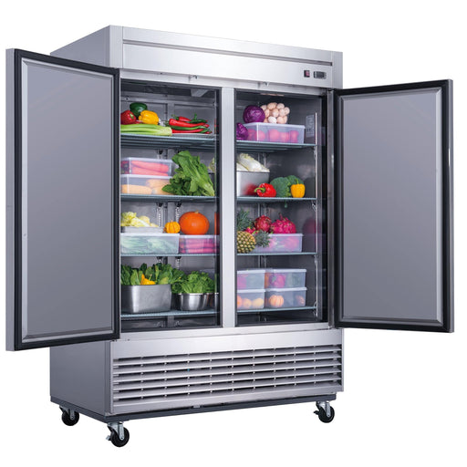 Dukers D55R 2-Door Commercial Refrigerator in Stainless Steel, 55.125" Wide - Top Restaurant Supplies