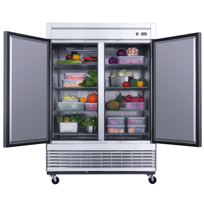 Dukers D55R 2-Door Commercial Refrigerator in Stainless Steel, 55.125" Wide - Top Restaurant Supplies