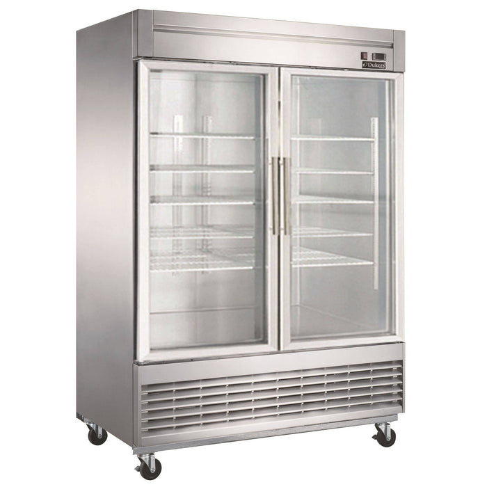 Dukers D55R-GS2 Bottom Mount Glass 2-Door Commercial Reach-in Refrigerator, 55.125" Wide - Top Restaurant Supplies