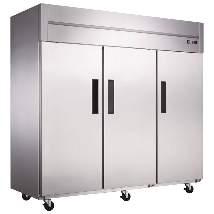 Dukers D83AR Commercial 3-Door Top Mount Refrigerator in Stainless Steel, 82.625" Wide - Top Restaurant Supplies