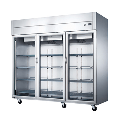 Dukers D83AR-GS3 Top Mount Glass 3-Door Commercial Reach-in Refrigerator, 82.625" Wide - Top Restaurant Supplies