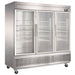 Dukers D83R-GS3 Bottom Mount Glass 3-Door Commercial Reach-in Refrigerator, 82.625" Wide - Top Restaurant Supplies