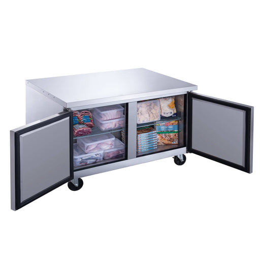 Dukers DUC60F 2-Door Undercounter Commercial Freezer in Stainless Steel, 60" Wide - Top Restaurant Supplies