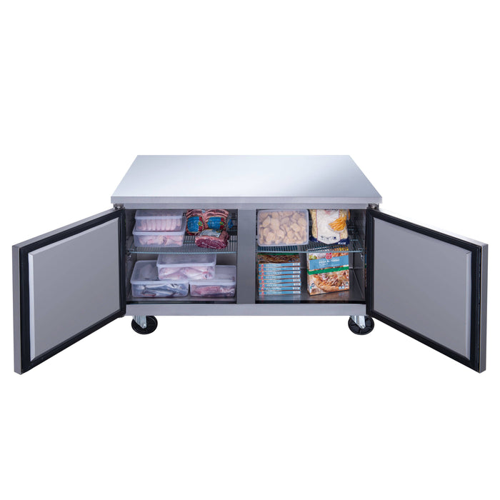 Dukers DUC60F 2-Door Undercounter Commercial Freezer in Stainless Steel, 60" Wide - Top Restaurant Supplies
