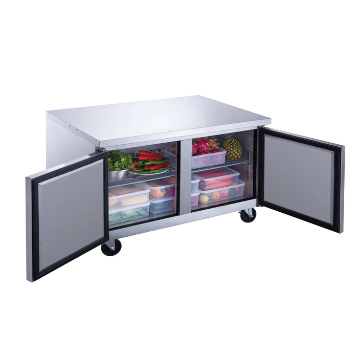 Dukers DUC48R 2-Door Undercounter Refrigerator in Stainless Steel, 48.125" Wide - Top Restaurant Supplies