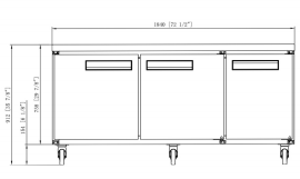 Dukers DUC72R 3-Door Undercounter Commercial Refrigerator in Stainless Steel, 72.25" Wide - Top Restaurant Supplies