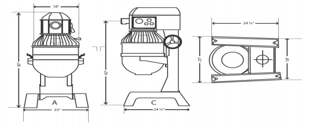 Dutchess DUT/HUB-50 50 Quart Planetary Mixer, 220-240/60/1, 1HP, 14.5 amps (Floor Model) - Top Restaurant Supplies