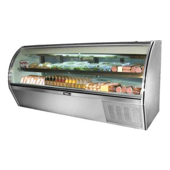 Leader ERCD94 Refrigerated Curved Glass Counter Deli Case with 1 Shelf, 94" - Top Restaurant Supplies