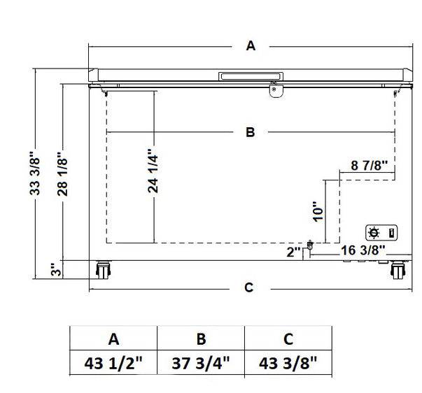 Excellence Industries BD-11 43 1/2" Chest Freezer, 10.7 Cu Ft. - Top Restaurant Supplies