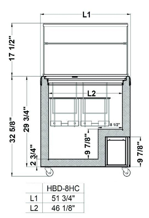 Excellence Industries HBD-8HC 51 3/4" Ice Cream Dipping Cabinet with LED, 13.8 Cu Ft. - Top Restaurant Supplies