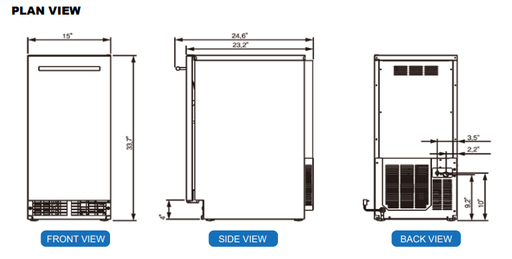 Icetro IU-0070-OU Undercounter Ice Machine Air Cooled 15” - Top Restaurant Supplies