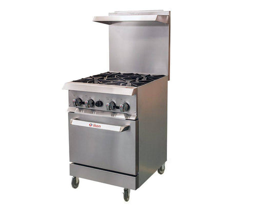 Ikon IR-4-24 24" 4 Burner Manual Thermostat Control Gas Range with Static Oven, 153,000 BTU - Top Restaurant Supplies