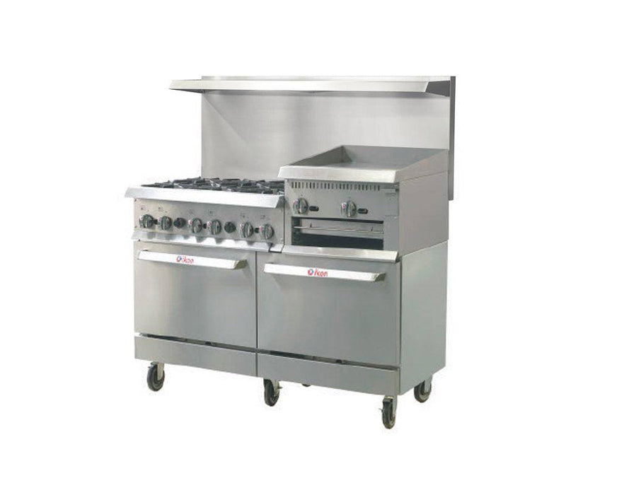 Ikon IR-6B-24RG-60 60" 6 Burner Gas Range with 24" Raised Griddle - Top Restaurant Supplies