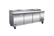 IKON IPP94-4D 94.2" Three Section Pizza Prep Table with 4 Drawers - Top Restaurant Supplies