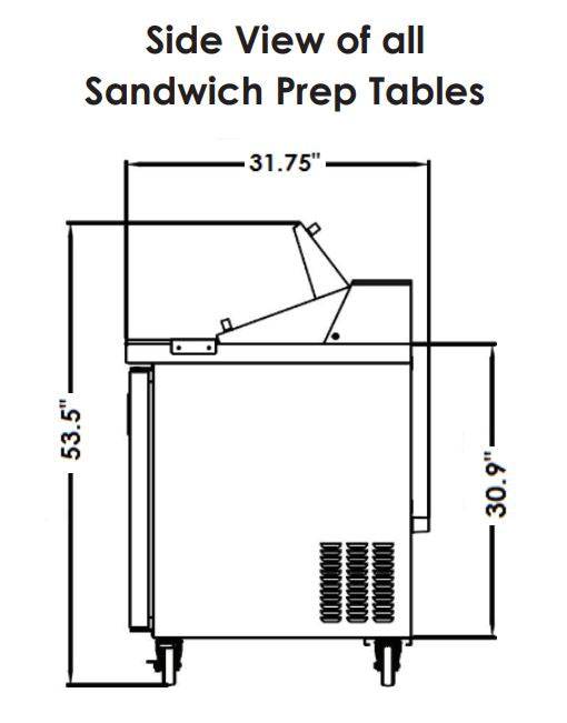 KOOL-IT KSTM-36-2  SANDWICH PREP TABLE - MEGATOP - 36in - Top Restaurant Supplies