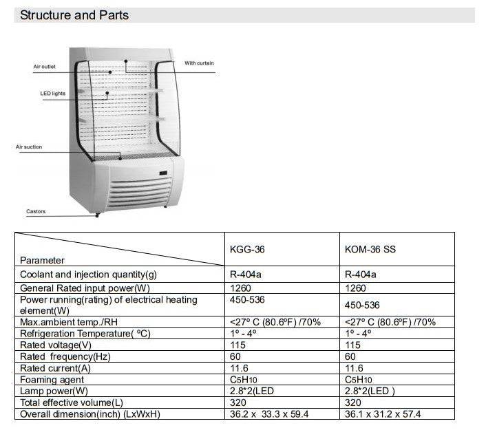 Kool-It KOM-48SS Open Air Merchandiser 
 , 47.4" Wide, 13.2 Cu. Ft. - Top Restaurant Supplies