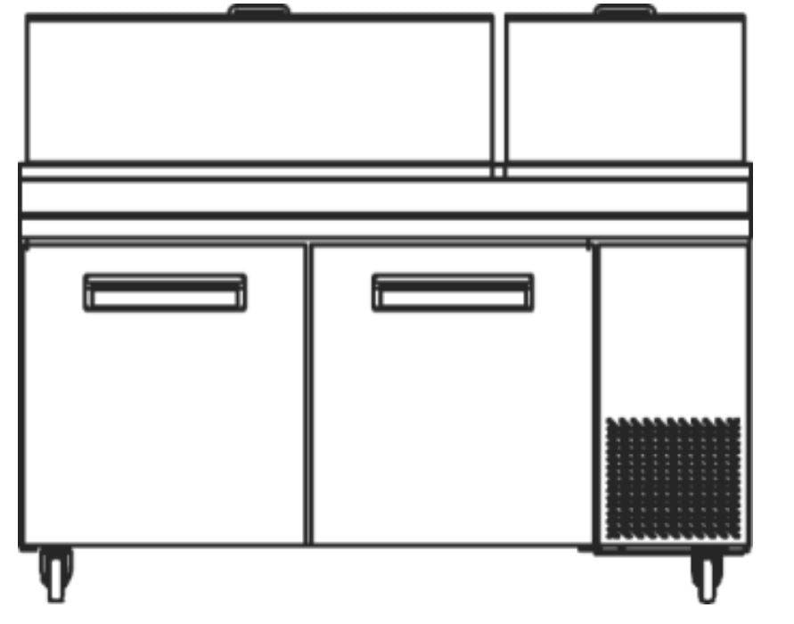 KOOL-IT KPT-67-2  PIZZA PREP TABLE - 67in  WITH PANS - Top Restaurant Supplies