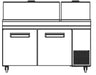 KOOL-IT KPT-67-2  PIZZA PREP TABLE - 67in  WITH PANS - Top Restaurant Supplies