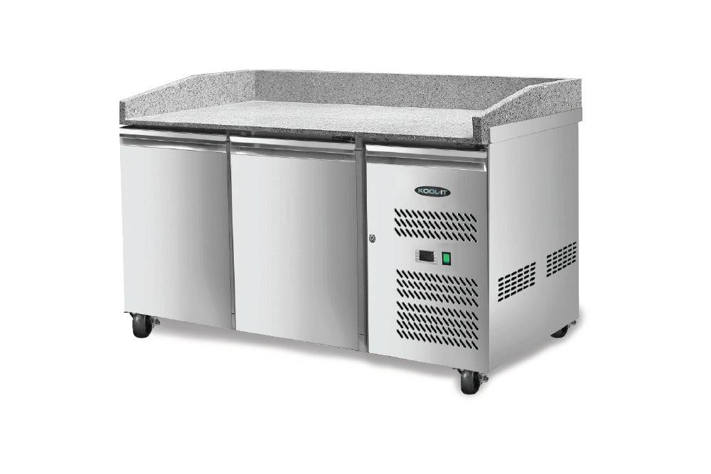 Kool-It KPZ-80-2 79.7” Granite Surface Pizza Prep Table with Stainless Steel Refrigerated Base - Top Restaurant Supplies