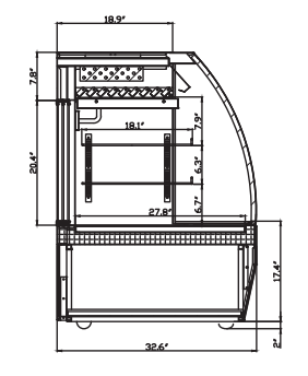 Kool-It KDG-36 35.6" Curved Glass Refrigerated Deli Display Case, 12 cu. ft. - Top Restaurant Supplies