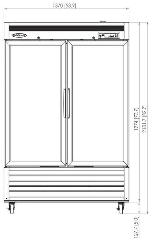 Kool-It KBSR-2G Double Glass Door Refrigerator Bottom Mount, 53.9" Wide, 44 Cu. Ft. - Top Restaurant Supplies