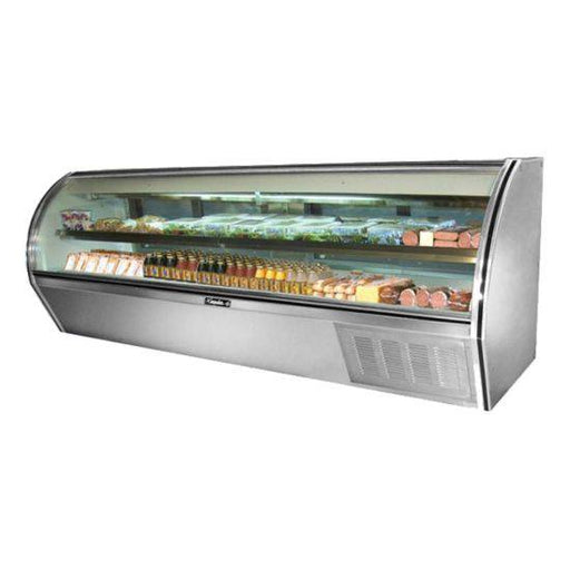 Leader Refrigeration ERCD118-R 118" Remote Curved Glass Counter Deli Display Case with 8 Doors and 1 Shelf - Top Restaurant Supplies